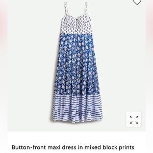 Jcrew Button-front maxi dress in mixed block prints
